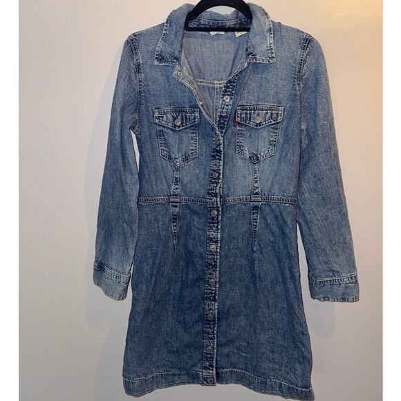 Levi’s Denim Button-Up Dress - Classic Style- Medium - Picture 1 of 5